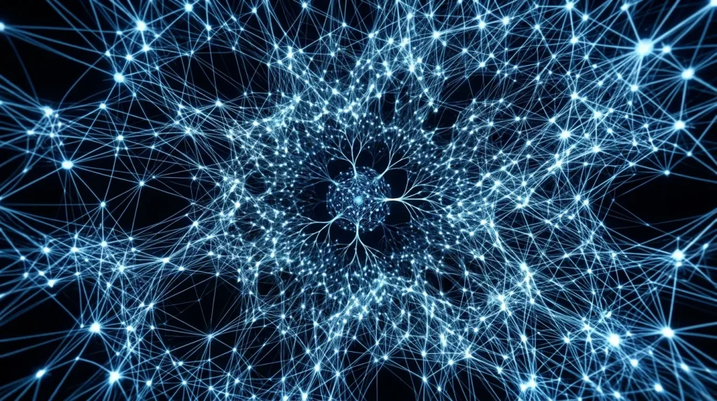 AI neural network spiral out of control concept illustration