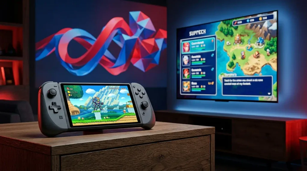 Nintendo Switch 2 with digital game storefront interface.